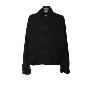 Lee Andersen Fuzzy Black Rosette Embellished Jacket